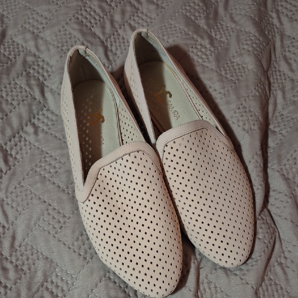 Yosi Samra Blush Pink Perforated Women's Loafers